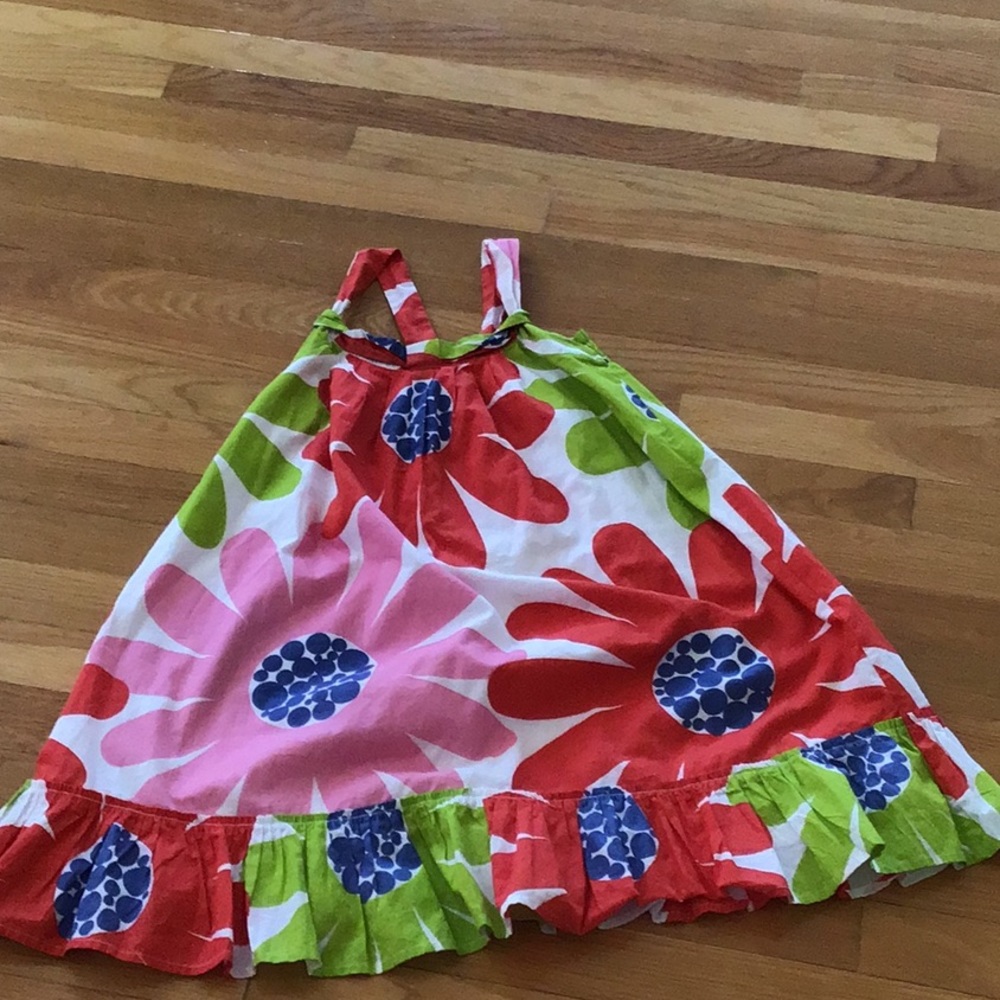 Red pink and green floral dress mini boden